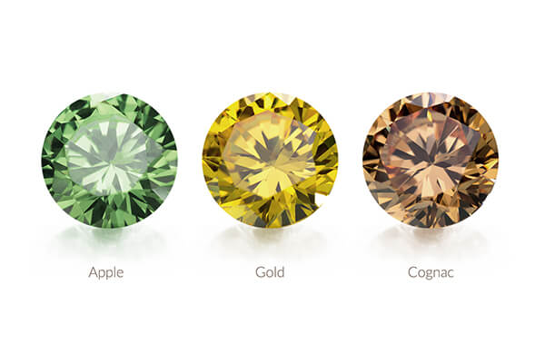 Diamanten in den Farben Apple, Gold und Cognac Diamanten in den Farben Apple, Gold und Cognac